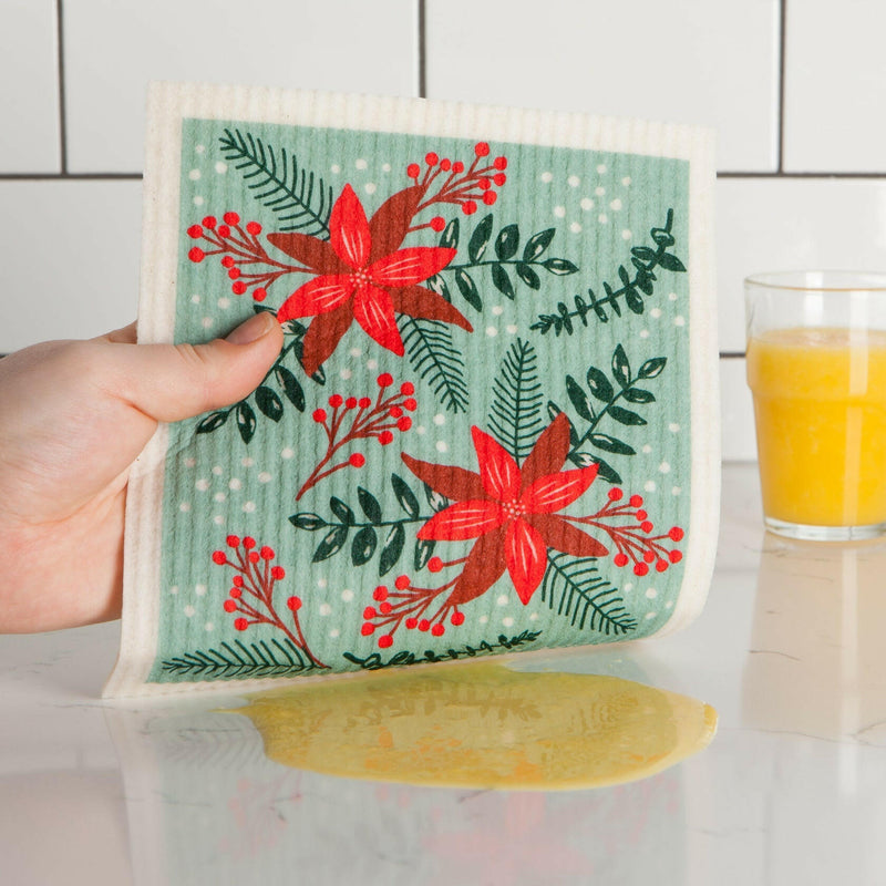 Ecologie | Holiday Swedish Sponge Cloths - Santa Paws, compact and eco-friendly, ideal for cleaning up wet messes, sourced from Swedish manufacturers, featuring absorbent cotton and cellulose blend.