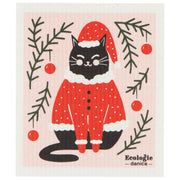 Ecologie | Holiday Swedish Sponge Cloths - Santa Paws, compact and eco-friendly, ideal for cleaning tasks in the kitchen, made from cotton and cellulose for sustainable use.