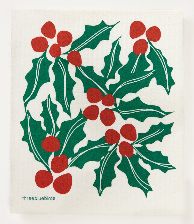 Three Bluebirds Swedish Dishcloths | Holly Swedish Dishcloth