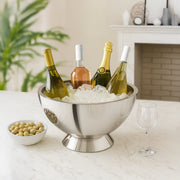 Final Touch | Double-Wall Beverage Bin filled with ice and wine bottles on a marble countertop, showcasing its sleek design for versatile entertaining.