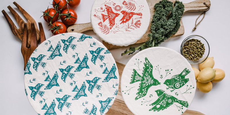 Your Green Kitchen | Folk Bird fabric bowl covers |