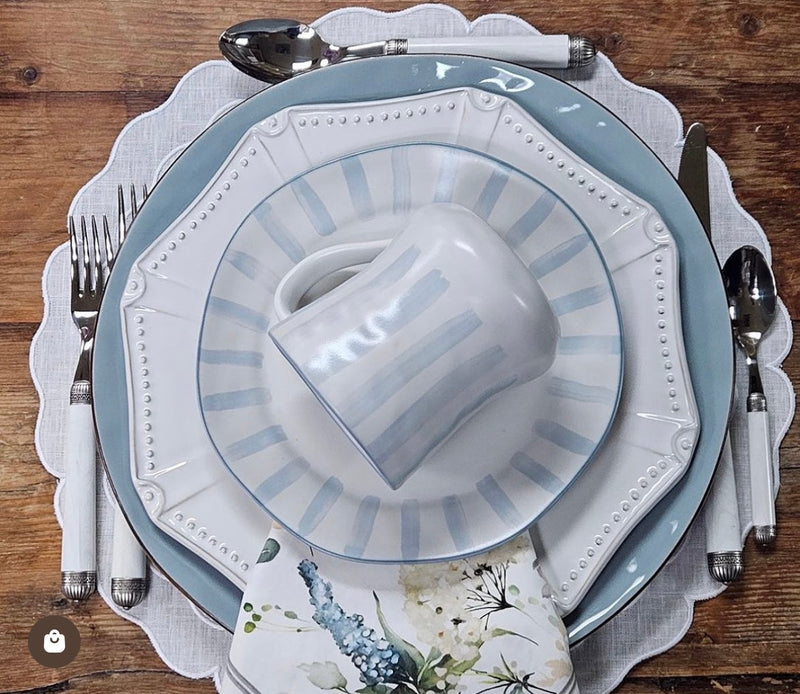 Skyros Designs | Azores Stripe Salad Plate, Blue Lagoon