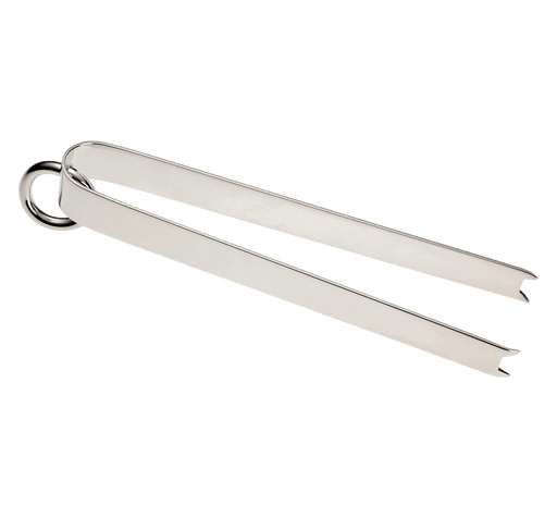 Christofle | Ice Tong Vertigo Silver Plated, stainless-steel ice tongs featuring a bold, asymmetrical ring design, complement the Vertigo ice bucket for elegant home bar use.