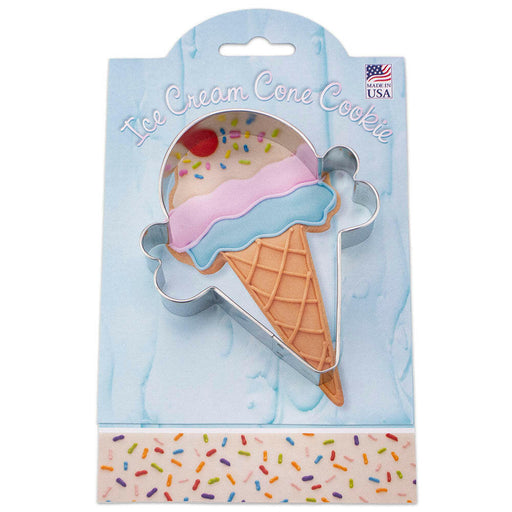 Ann Clark | Gift Collection Cookie Cutters - Owl-4.75 displayed with an ice cream-shaped cookie, highlighting the premium baking tool from America's largest cookie cutter manufacturer.