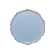Arte Italica & Crown Linen Designs Imperial Salad & Dessert Plate - Blue; round, scalloped edges, handmade in Italy, perfect for salads or desserts.