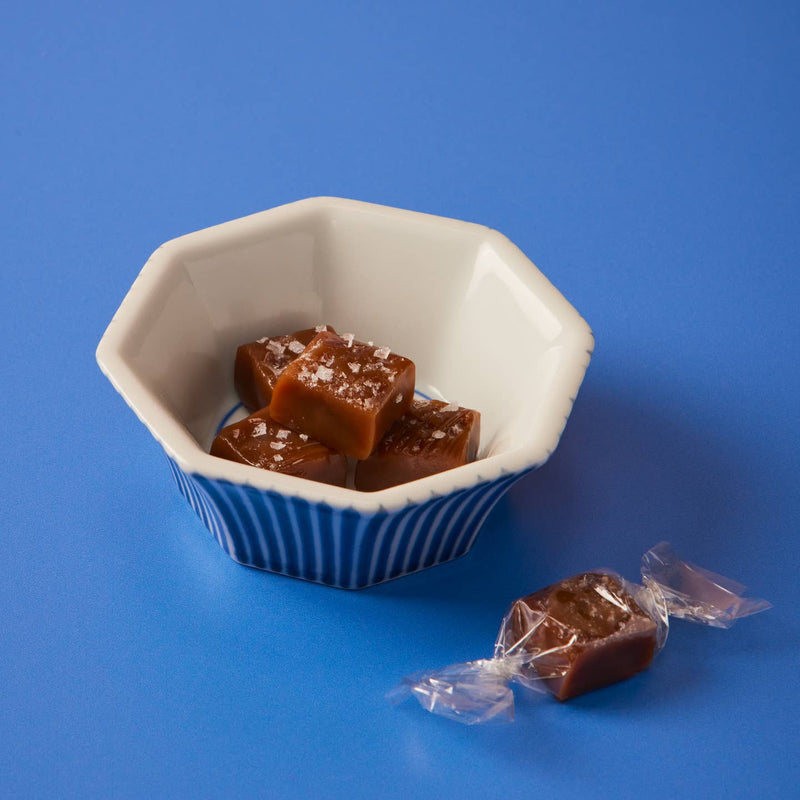 Le Bon Garçon | Individual Caramels - Classic Sea Salt: Close-up of velvety caramel candies, highlighting their luxurious texture and craftsmanship rooted in French culinary tradition.