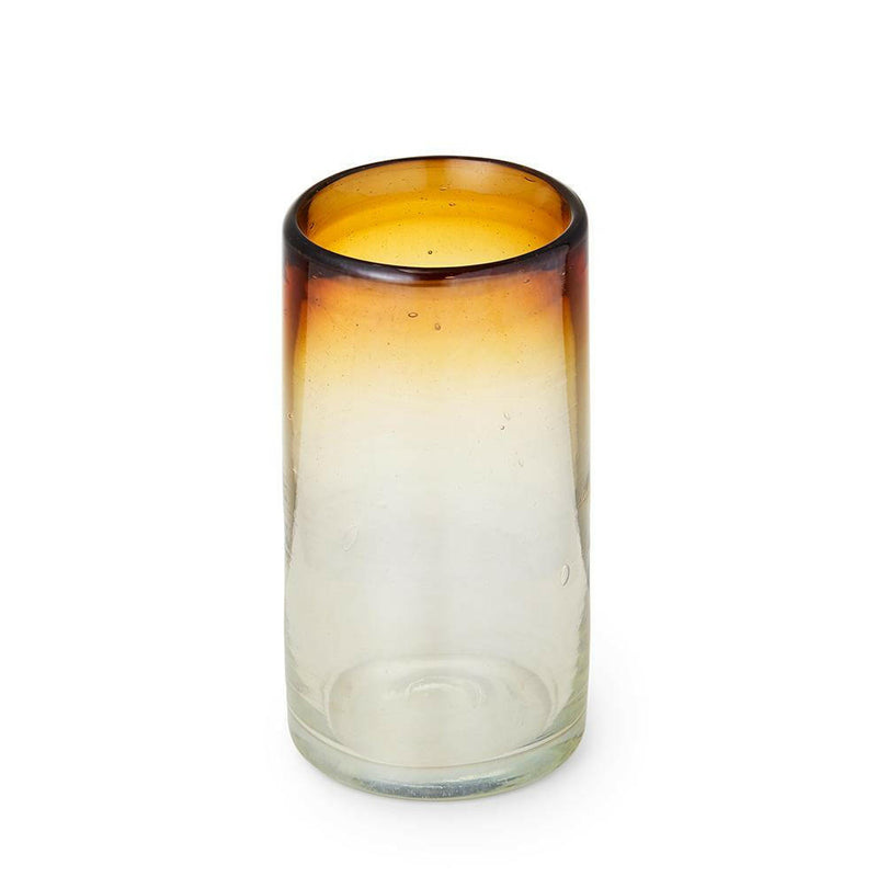 St. Frank | Iridescent Amber Collection - Pitcher, a handblown glass piece crafted in Hidalgo, showcasing traditional Mexican glassmaking artistry with a sleek, cylindrical design.
