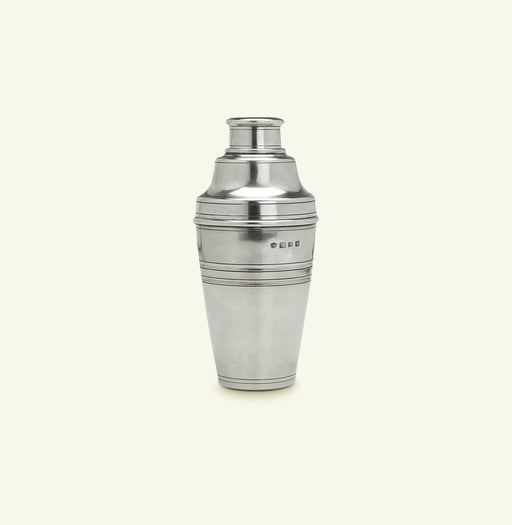 Italian Pewter Mixologist Tools - Cocktail Shaker, featuring a sleek silver design with a rounded lid, exemplifying elegance for any home bar setup.