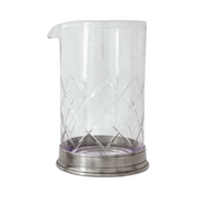 Mixing Glass & Cocktail Strainer Set features a glass pitcher and glass with silver bases, ideal for elegant home bars.