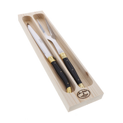 The French Farm | Laguiole by Jean Dubost | Carving Set with Black Handles in a Box