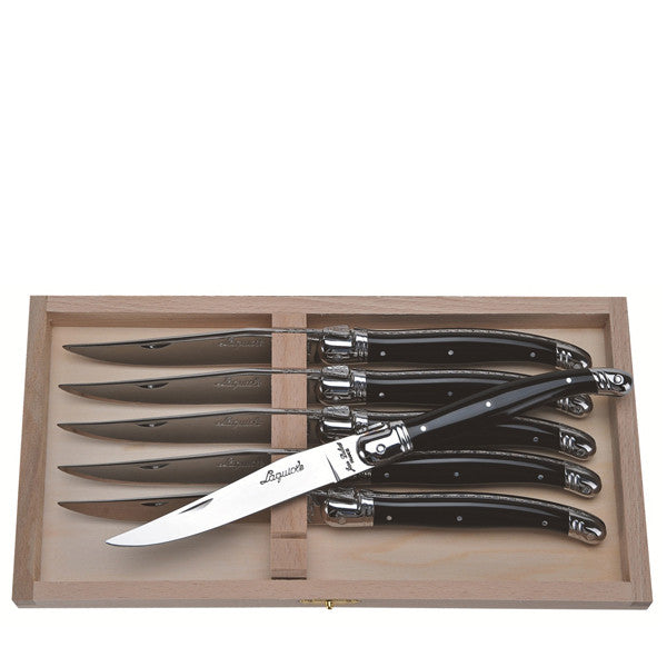 The French Farm | Black Handled Steak Knives in Clasp Box