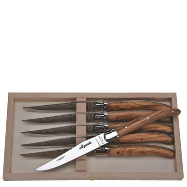 The French Farm | Laguiole by Jean Dubost | Olive Wood Steak Knives in Box