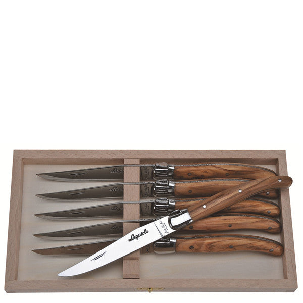 The French Farm | Laguiole by Jean Dubost | Olive Wood Steak Knives in Box