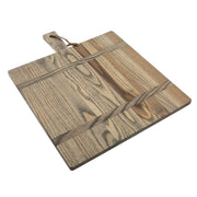 J.K. Adams | 1761 Ash Driftwood Square Serving Board with handle and leather loop, ideal for serving cheeses or charcuterie, a standout piece for kitchen decor.