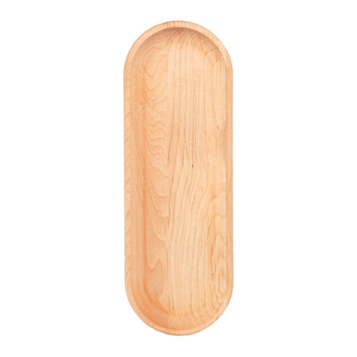 J.K. Adams Maple Appetizer Tray, Medium: Oval, light maple wood tray with a slight lip for serving small snacks, enhancing your entertaining experience.
