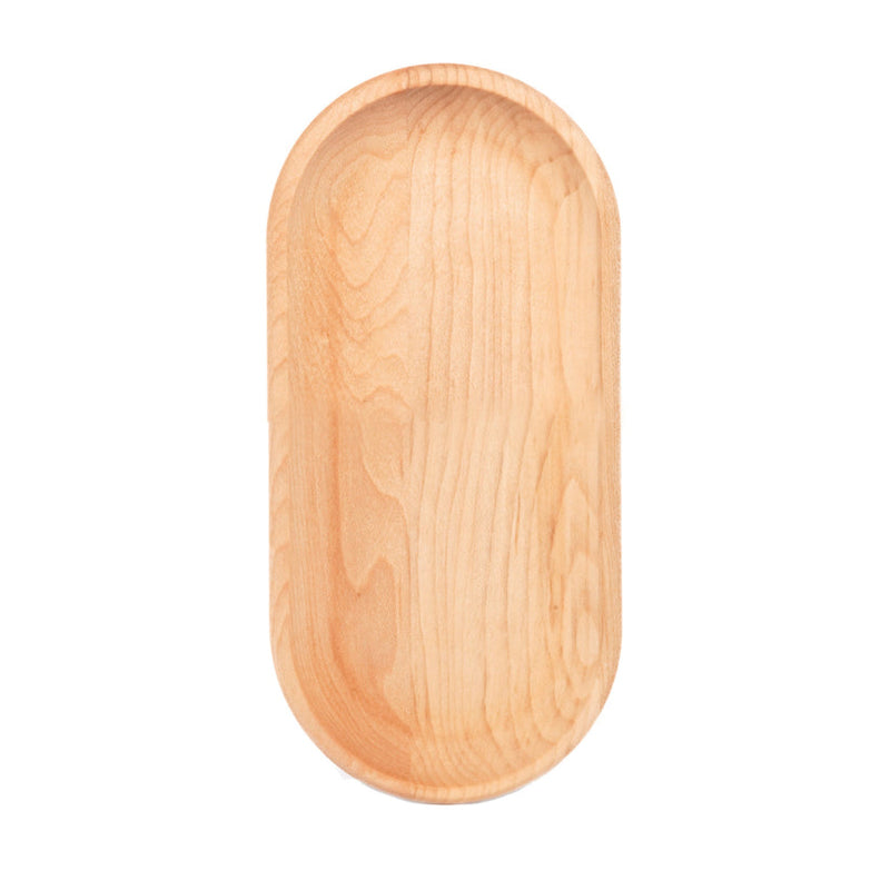 J.K. Adams | Maple Appetizer Trays, Small, features a sleek, elongated oval design with a slight lip, perfect for serving nuts or cheeses.