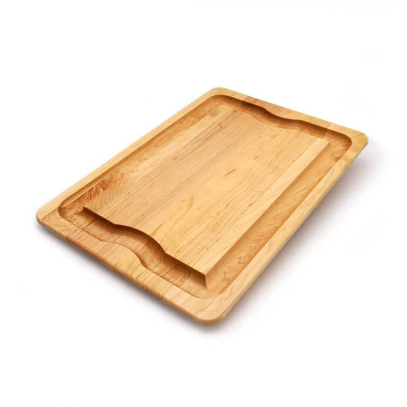 J.K. Adams | Maple BBQ Carving Boards, No Personalization Medium: A rectangular wooden cutting board with rounded corners, integrated handles, and a juice-catching groove. Ideal for BBQ carving.