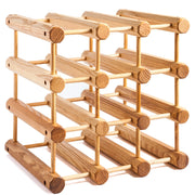 J.K. Adams | Wine Racks, 12 Bottle, featuring a modular wooden design with interlocking slats and dowels, holds up to 12 horizontally stored wine bottles.