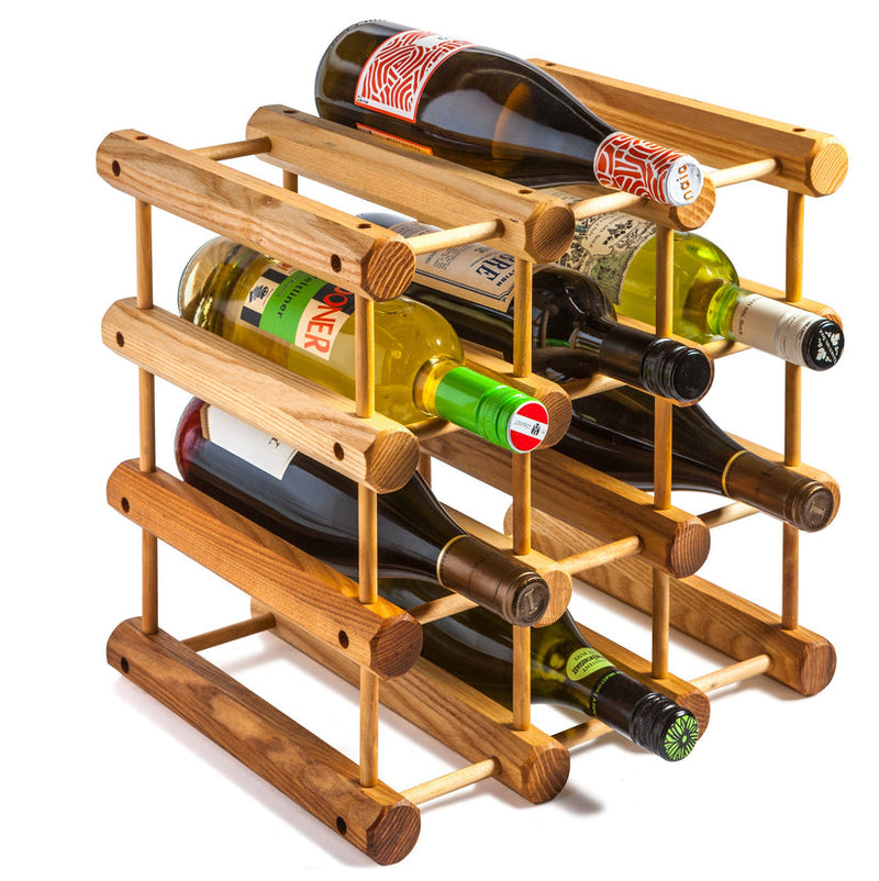 J.K. Adams | Wine Racks, 12 Bottle, displaying a compact, modular wooden design with six wine bottles, showcasing flexibility for expanding wine storage.