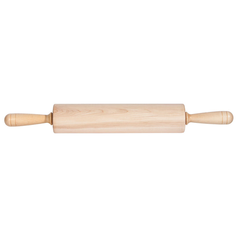 J.K. Adams | Patisserie Rolling Pin with waxed hardwood barrel and precision steel ball bearings, ideal for professional bakers and enthusiasts, offered by Athens Cooks.