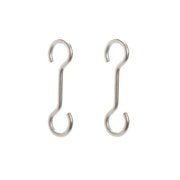 J.K. Adams | Extension Hooks, Small, Set of 2: Silver S-shaped metal hooks, nickel-plated, ideal for customizing pot rack heights in kitchen setups.