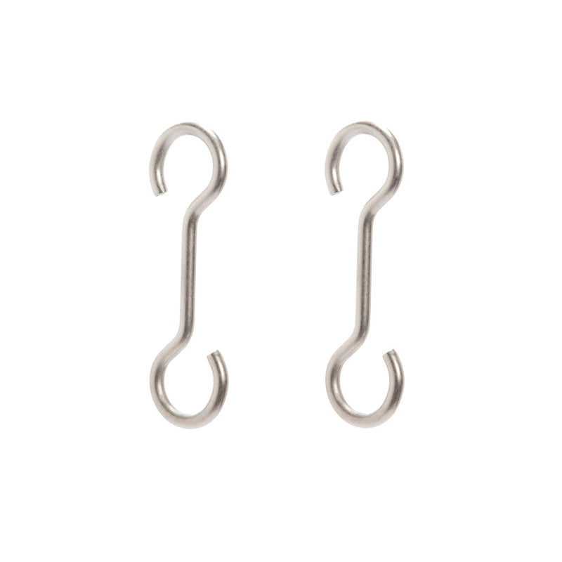 J.K. Adams | Extension Hooks, Large 8 Inches: Two stainless-steel S-hooks for versatile hanging, ideal for customizing pot rack heights, perfect for kitchen organization.