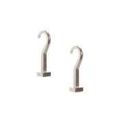 J.K. Adams Pot Hooks, nickel-plated, S-shaped with flat locking block, designed for compatibility with pot racks; sold in sets of 2, ideal for versatile pan hanging.