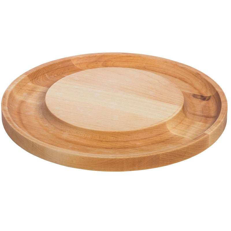 J.K. Adams | Maple Round Cheese Board with Cracker Groove, 12 Inches: A round wooden tray with a shallow rim, designed for serving cheeses and crackers.