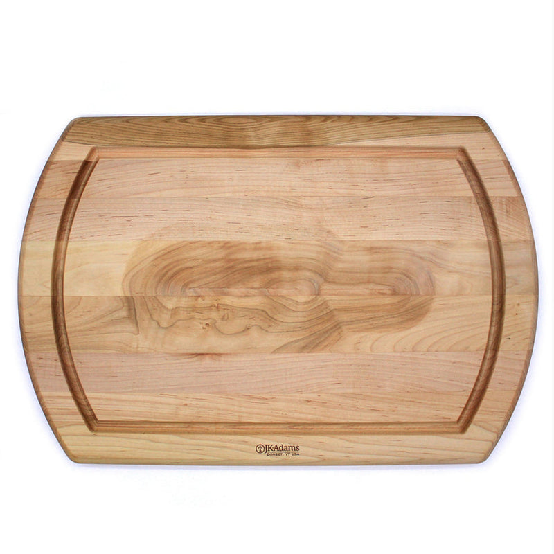J.K. Adams | Maple Reversible Carving Board with juice groove and maker's logo, ideal for carving meats and holding large foods securely.