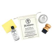 J.K. Adams Classic Wood Care Kit with mineral oil, beeswax tin, sanding sponge, foam applicator, and pouch for maintaining wood surfaces, sold at Athens Cooks.