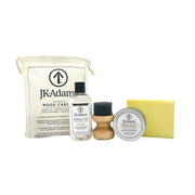 J.K. Adams | Classic Wood Care Kit featuring mineral oil, beeswax conditioner, foam applicator, and sanding sponge for maintaining wooden kitchenware.