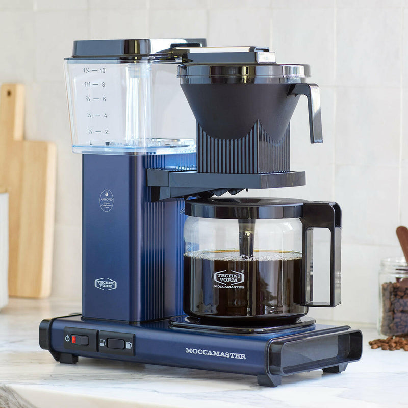 Moccamaster | KBGV Select Coffee Brewer with carafe; features a selector switch for half or full brew, and hotplate keeping coffee at optimal temperature.