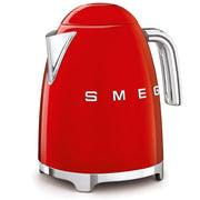 Smeg | Kettle - Red: Retro-styled electric kettle with chrome accents, 1.7L capacity, soft-opening lid, 360° swivel base, ideal for hot drinks.