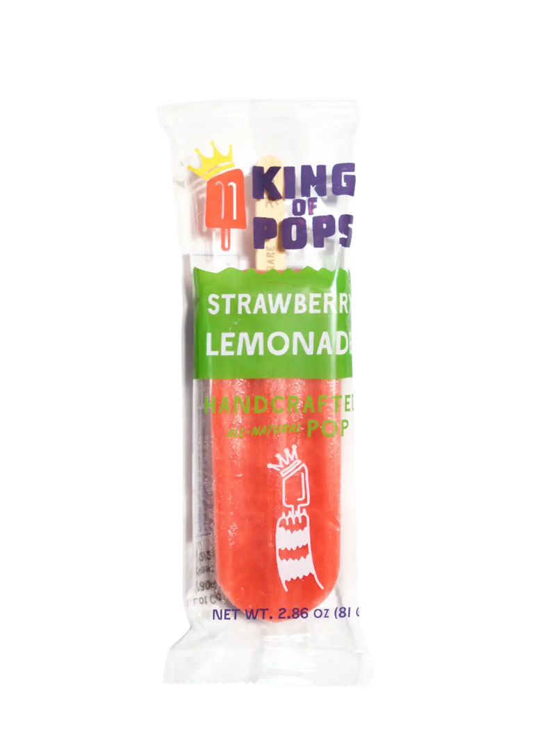 King of Pops | Strawberry Lemonade popsicle, a handcrafted, fruity, and tangy treat, perfect for a refreshing indulgence.