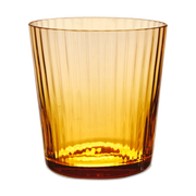 Amber translucent tumbler with vertical ribbing, titled Match |, ideal for enhancing your kitchenware collection from Athens Cooks.