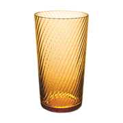 Match | Lando Highball Glass, Twist: An amber glass tumbler with a diagonal ribbed texture, ideal for barware collections from Athens Cooks.