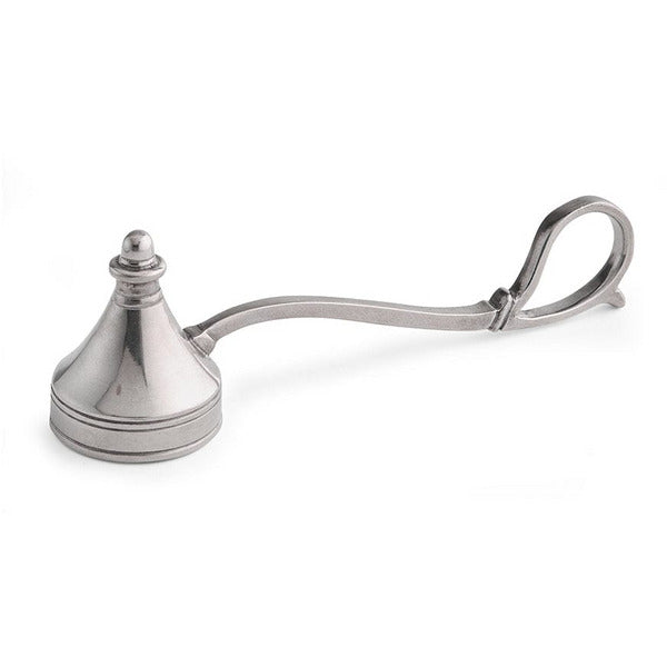 Arte Italica & Crown Linen Designs | Lucia Snuffer: A small metal candle snuffer with a bell-shaped end, ideal for safely extinguishing candles without wax splatter.