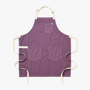 Hedley & Bennett | Essential Garment Dyed - Lavender apron with beige neck strap, waist ties, and three pockets, crafted from sturdy fabric, ideal for culinary enthusiasts.