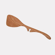 Jonathan's Spoons | Lazy Spoon® + Ladle Collection - Spatula 12 Inches L: A wooden spatula with a broad head, curved handle, and integrated hook and bottle-opener notch.