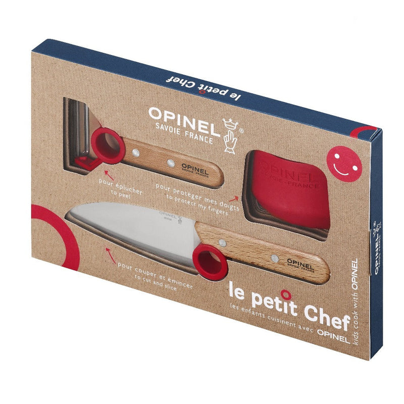 Opinel | Le Petit Chef 3pc Knife Set, Red