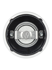 Peugeot | Line Pepper Mill Aluminum + Beechwood, 4.75 Inches, featuring a close-up of the durable burr-grinding mechanism, showcasing its precision craftsmanship.