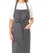 MagicLinen | Linen Bib Aprons - Forest Green, featuring a durable, stone-washed linen design, ideal for cooking or gardening, offering a unisex fit from XS to XL.