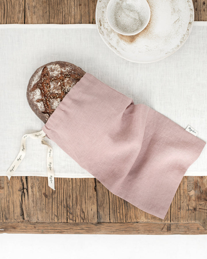 MagicLinen | Linen Bread Bags - Woodrose, crafted from breathable linen, designed to keep bread fresh while adding elegance to your kitchen space.