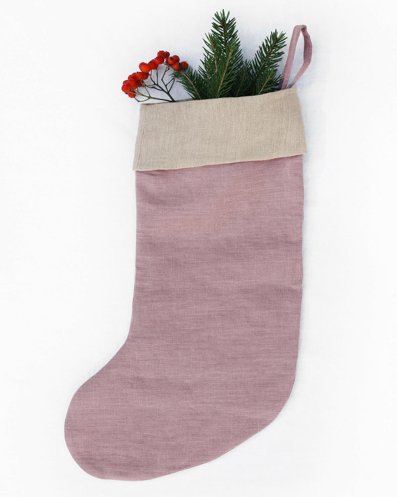 MagicLinen | Linen Christmas Stockings - Clay Red, handcrafted from natural linen, featuring a cozy double layer and loop for hanging, perfect for festive, sustainable decor.