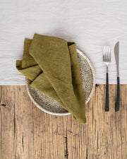 MagicLinen | Linen Napkins - Cinnamon Gingham - Set of 2, showcasing elegant, stone-washed linen napkins, perfect for enhancing any dining setting with their soft, durable texture.
