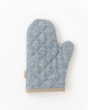 MagicLinen Linen Oven Mitts in Chocolate Brown, featuring quilted exterior and heat-insulating padding, designed for protecting hands during cooking and baking.