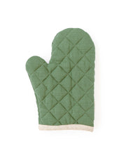 MagicLinen Linen Oven Mitts - Forest Green: Quilted, heat-insulating mitts for safe cooking and baking, essential for kitchen enthusiasts.