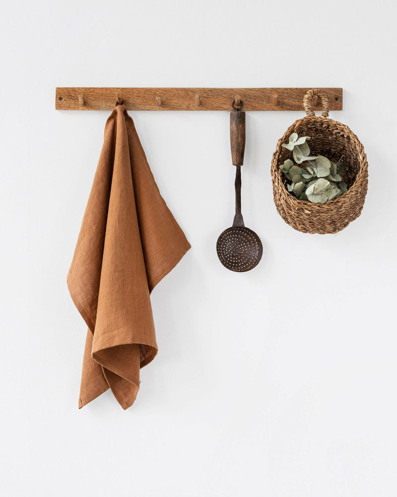 MagicLinen Linen Tea Towels - Forest Green, crafted from soft, absorbent linen, featuring a handy loop for easy hanging. Ideal for stylish, practical kitchen use.