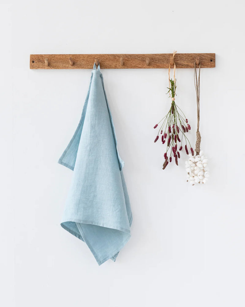 MagicLinen Linen Tea Towels in Forest Green, featuring a handy loop for easy hanging, crafted from soft, absorbent linen ideal for stylish kitchen use.