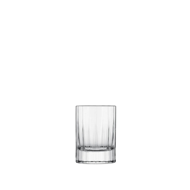 Bormioli | Bach Liqueur Glasses, 2.25 oz, Set of 4, featuring sleek, faceted design, ideal for elegant serving of cordials or digestifs, perfect for enhancing after-dinner moments.